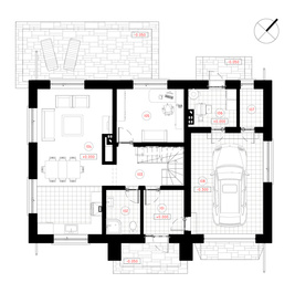 Ökonomisches, ansprechendes, zweigeschossiges Vier-Zimmer-Wohnhaus der Energieeffizienzklasse A + für eine Familie von 4 bis 5 Personen