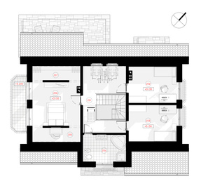 Ökonomisches, ansprechendes, zweigeschossiges Vier-Zimmer-Wohnhaus der Energieeffizienzklasse A + für eine Familie von 4 bis 5 Personen