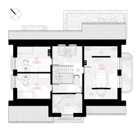 Ökonomisches, ansprechendes, zweigeschossiges Vier-Zimmer-Wohnhaus der Energieeffizienzklasse A + für eine Familie von 4 bis 5 Personen